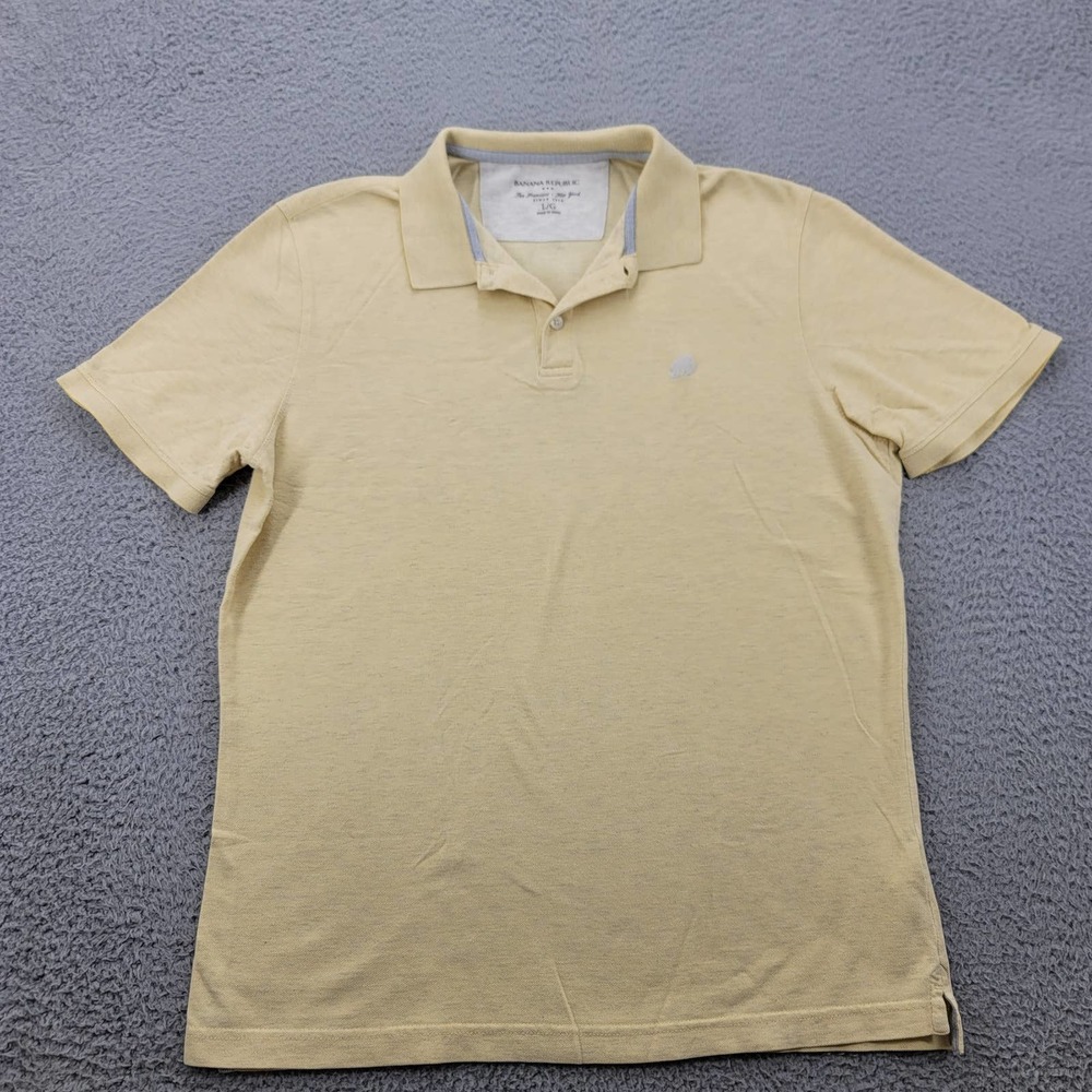 Banana Republic Shirt Mens Large Yellow Polo Golf Short Sleeve Classiccore Logo